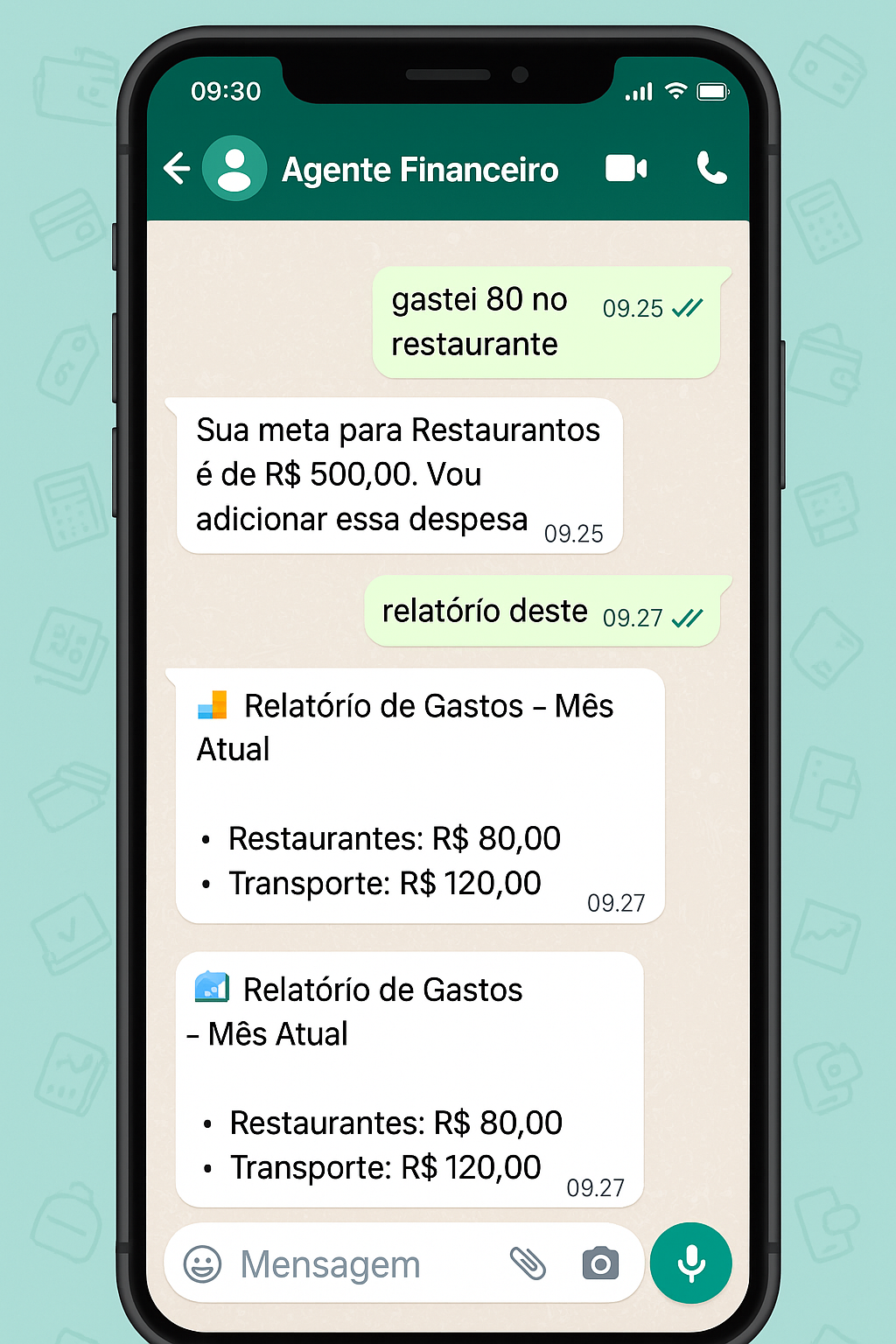 Exemplo de uso no WhatsApp